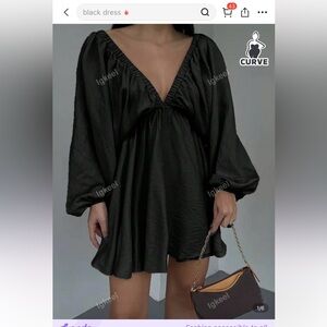 SHEIN Black Flowing Long Sleeve Dress